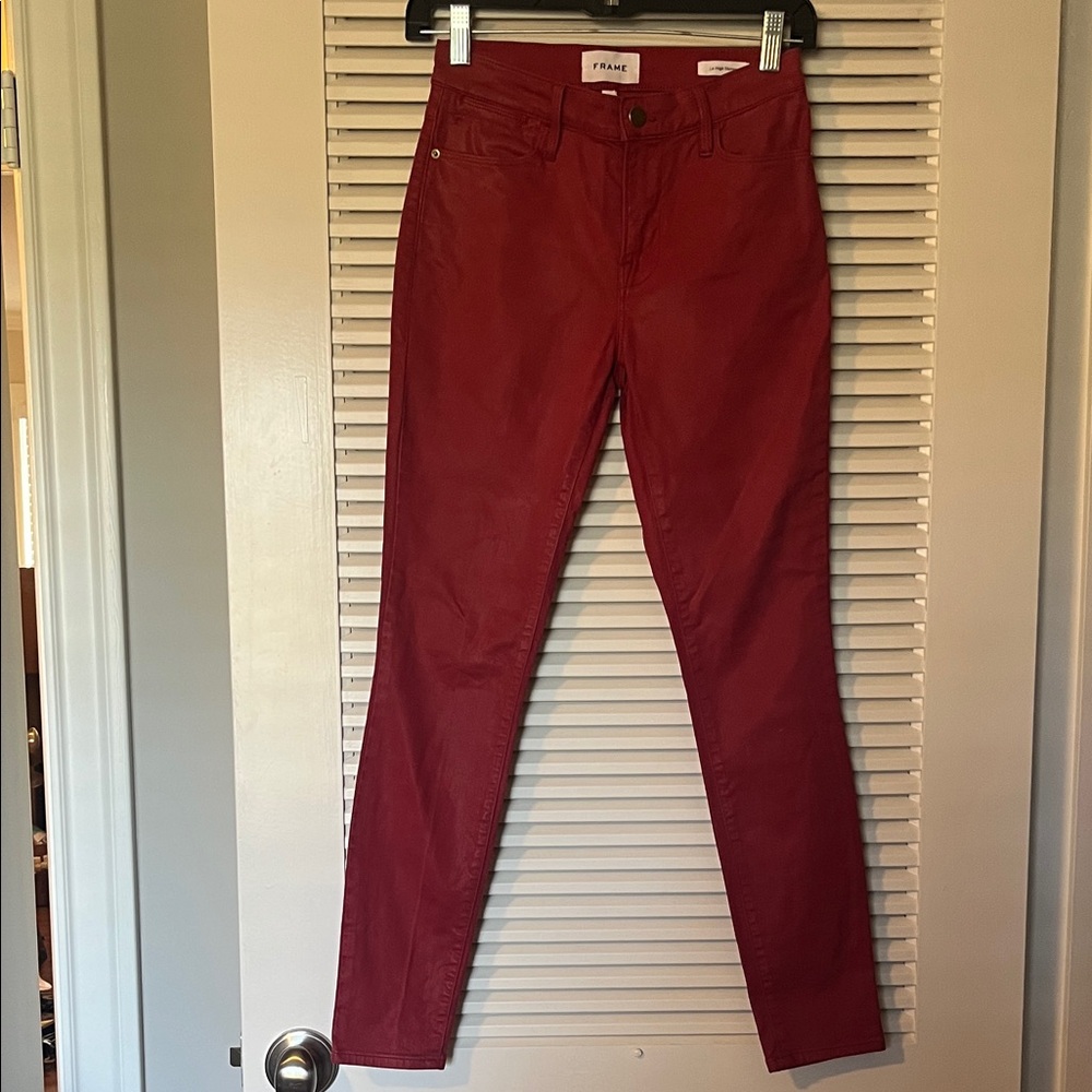 Frame Denim Women's Vibrant Red Skinny Jeans